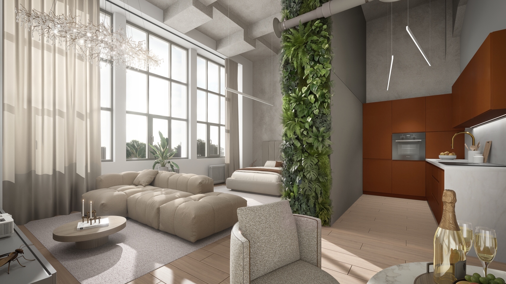 Aj 1-izbový loft môže pôsobiť veľkoryso